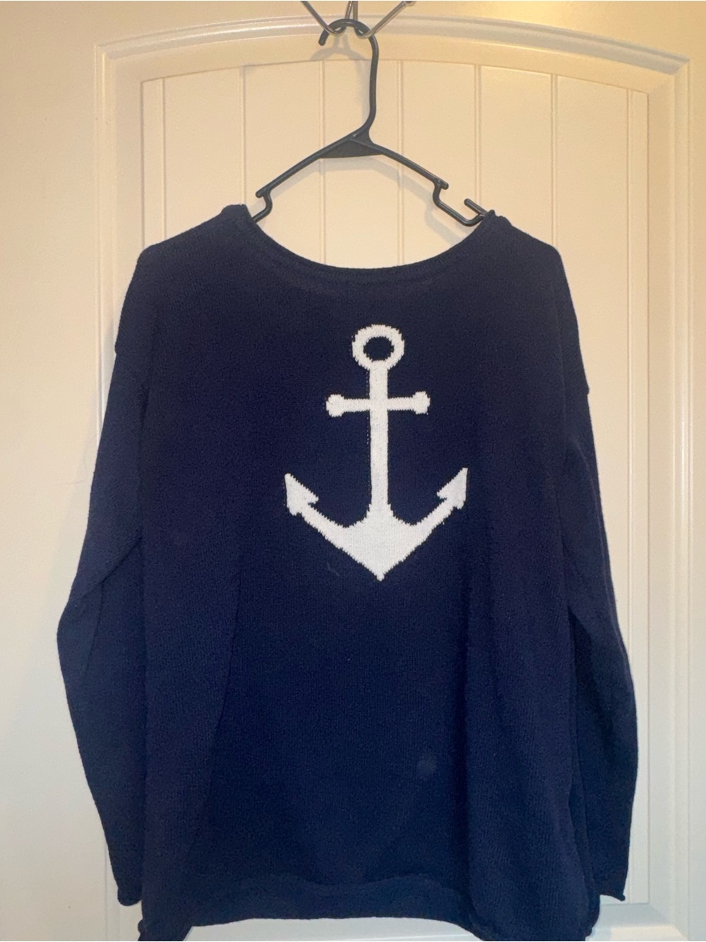 Belle Beach Sweater with White Anchor Motif
